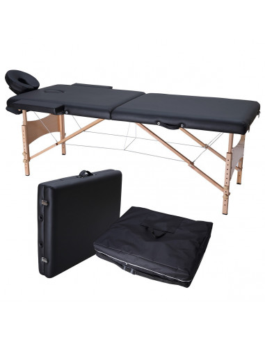 ISE Table de Massage Pliante 2 Zones en Bois Couleur Noir