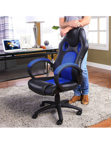 ISE Fauteuil de bureau Chaise de bureau Fauteuil ergonomique - Coloris bleu SY-6002BL