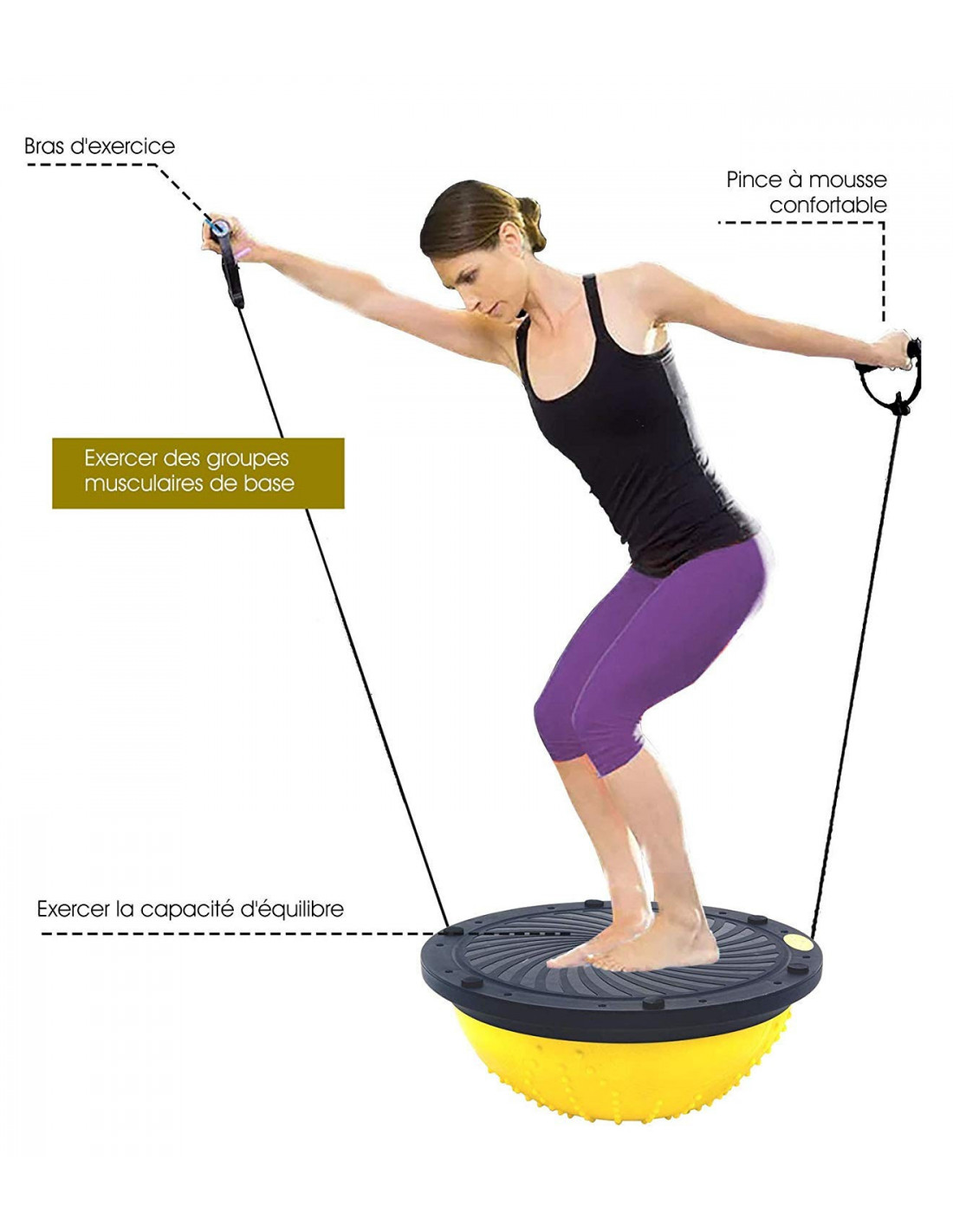 Palla di equilibrio ISE bosu Ø 46 cm Toledo SY-BAS1003 (Giallo)