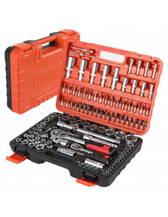 SY-TB200. ISE FIT. COMPLETE TOOL BOX. RATCHET WRENCHES, COUPLINGS AND SOCKETS. 108 PIECES.