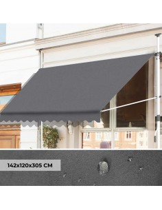 NOVONOVA. SY-ZYP1505 (GREY) 150CM. MANUAL RETRACTABLE AWNING. 142x120x305cm.